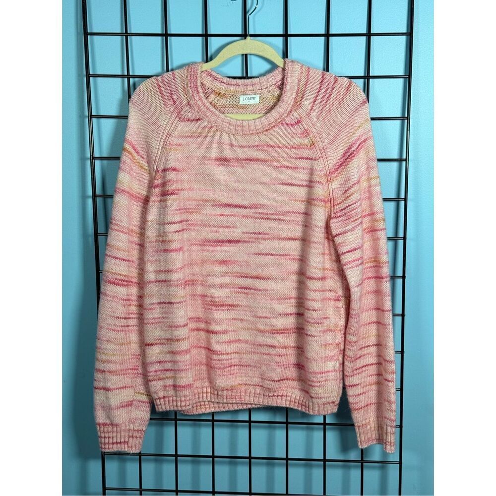 J. Crew Abstract Crewneck Sweater Womens L Pink Re-Imagined Gorpcore Cottagecore